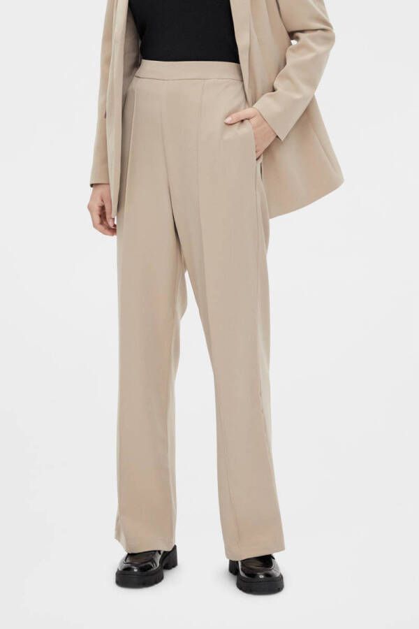 PIECES high waist straight fit pantalon PCBOSSY bruin