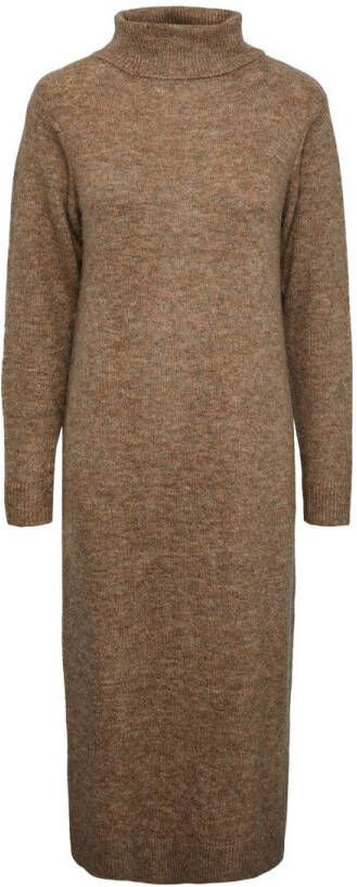 PIECES gemêleerde gebreide jurk PCJULIANA van gerecycled polyester beige