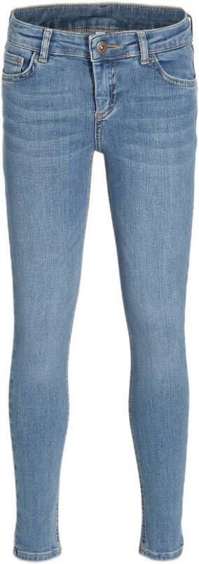 PIECES KIDS high waist slim fit jeans LPRUNA light denim Blauw Meisjes Stretchdenim 128