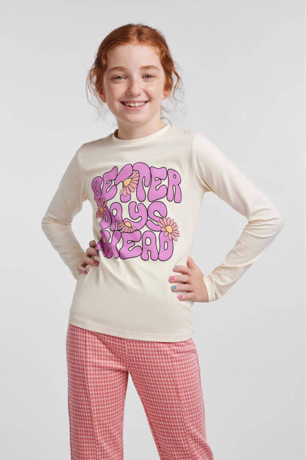 PIECES KIDS longsleeve PKLISA met printopdruk off white