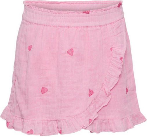 PIECES KIDS skort PKKYA met hartjes en volant roze Rok Meisjes Katoen Hartjes 146