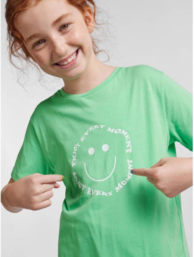 PIECES KIDS T-shirt PKFIBBI met printopdruk frisgroen Meisjes Stretchkatoen Ronde hals 122 128