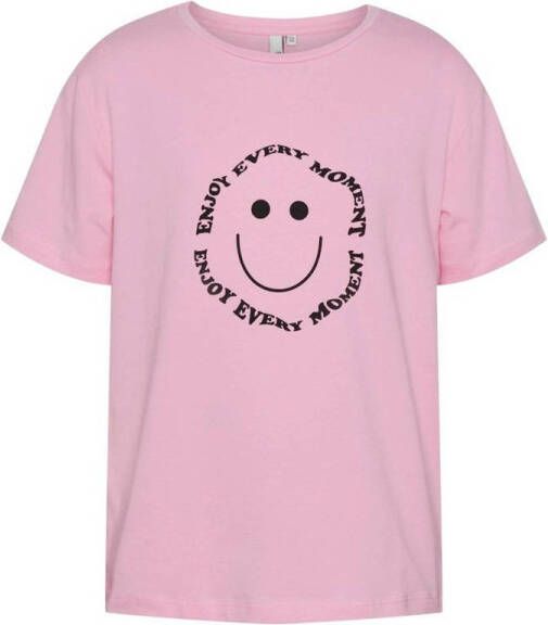 PIECES KIDS T-shirt PKFIBBI met printopdruk lichtroze Meisjes Stretchkatoen Ronde hals 116