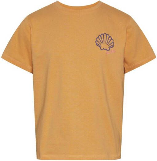 PIECES KIDS T-shirt PKKIM met printopdruk oranje Meisjes Stretchkatoen Ronde hals 146 152