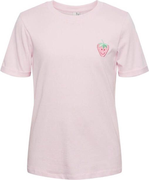 PIECES KIDS T-shirt PKRIA van biologisch katoen lichtroze Printopdruk 134 140
