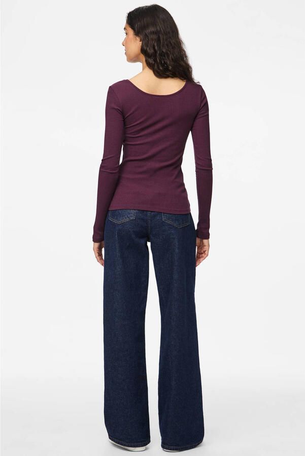 Pieces Slim fit shirt met lange mouwen van katoenmix model 'KITTE' - Foto 2