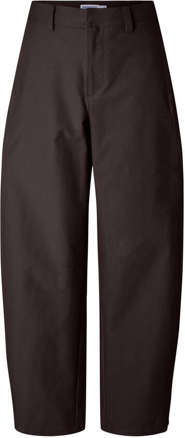 PIECES barrel casual broek donkerbruin