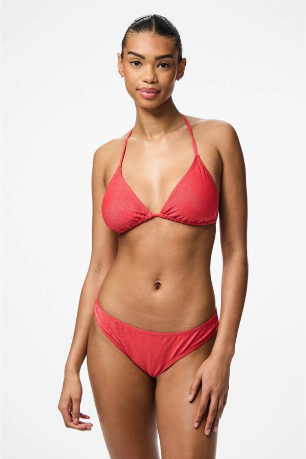 PIECES bikinibroekje PCBLING met lurex koraalrood