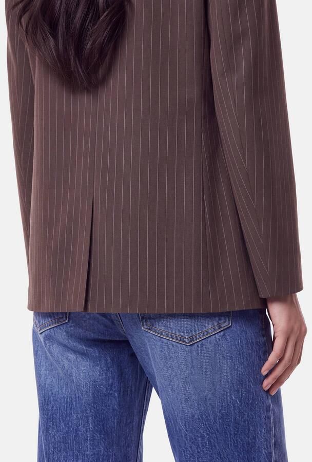 PIECES blazer met krijtstreep bruin - Foto 2
