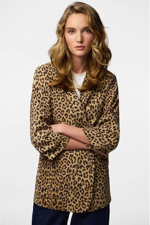 Pieces Regular fit lange blazer met all-over motief Model 'BOSELLA'