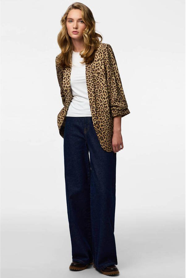 Pieces Regular fit lange blazer met all-over motief Model 'BOSELLA' - Foto 3