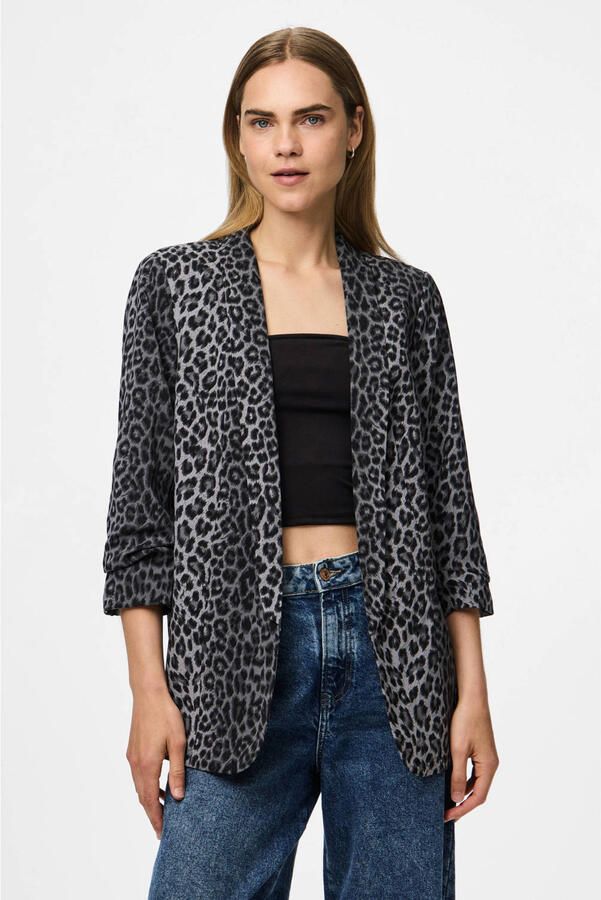 Pieces Regular fit lange blazer met all-over motief model 'BOSELLA'