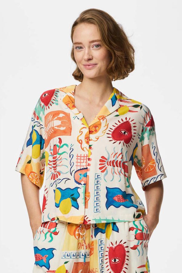 Pieces regular fit overhemdblouse van pure viscose model 'KLARISA'