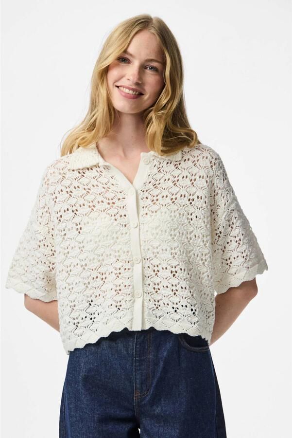 Pieces Relaxed fit gebreid jack van puur katoen model 'FALKA'