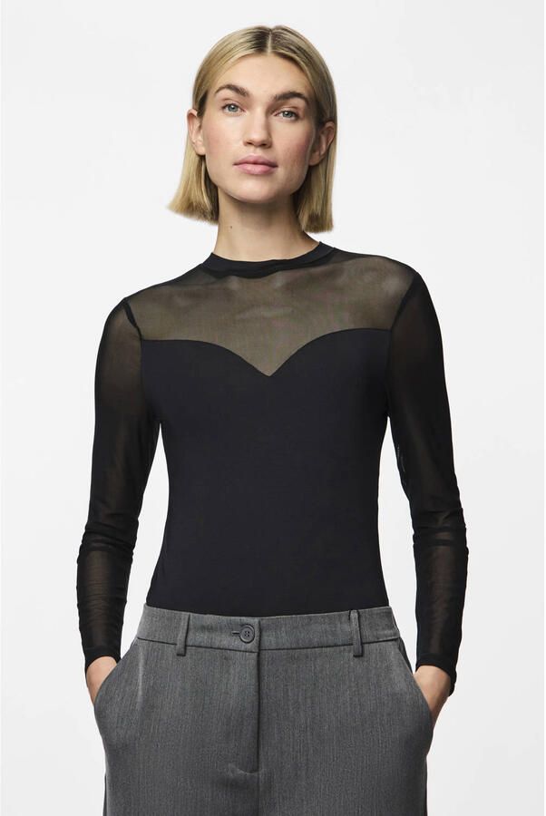Pieces Slim fit body met semi-transparante achterkant model 'MILLY'