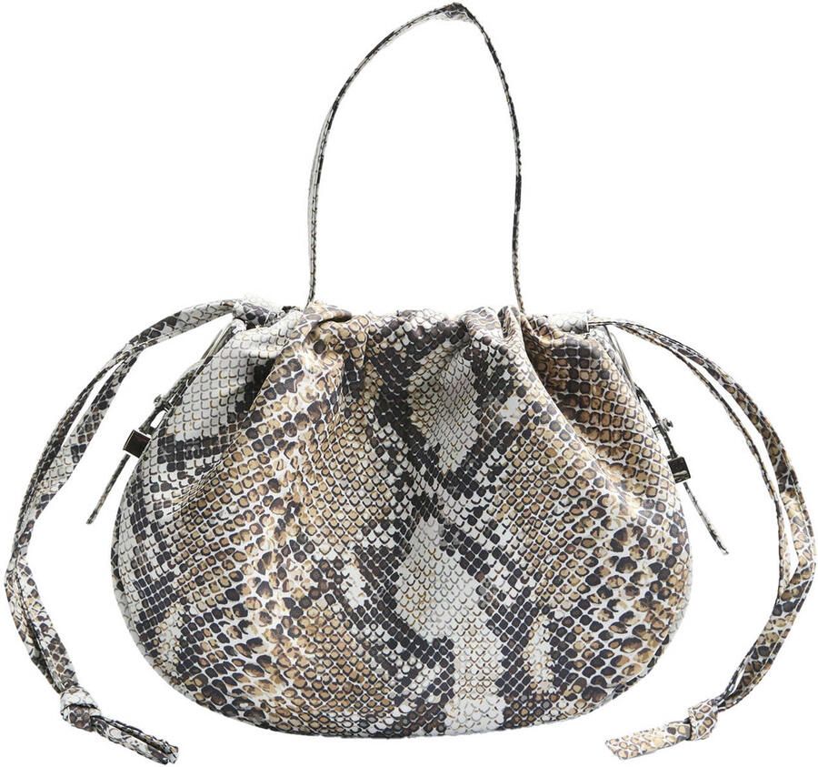 PIECES crossbody tas PCBALLOON met slangenprint beige