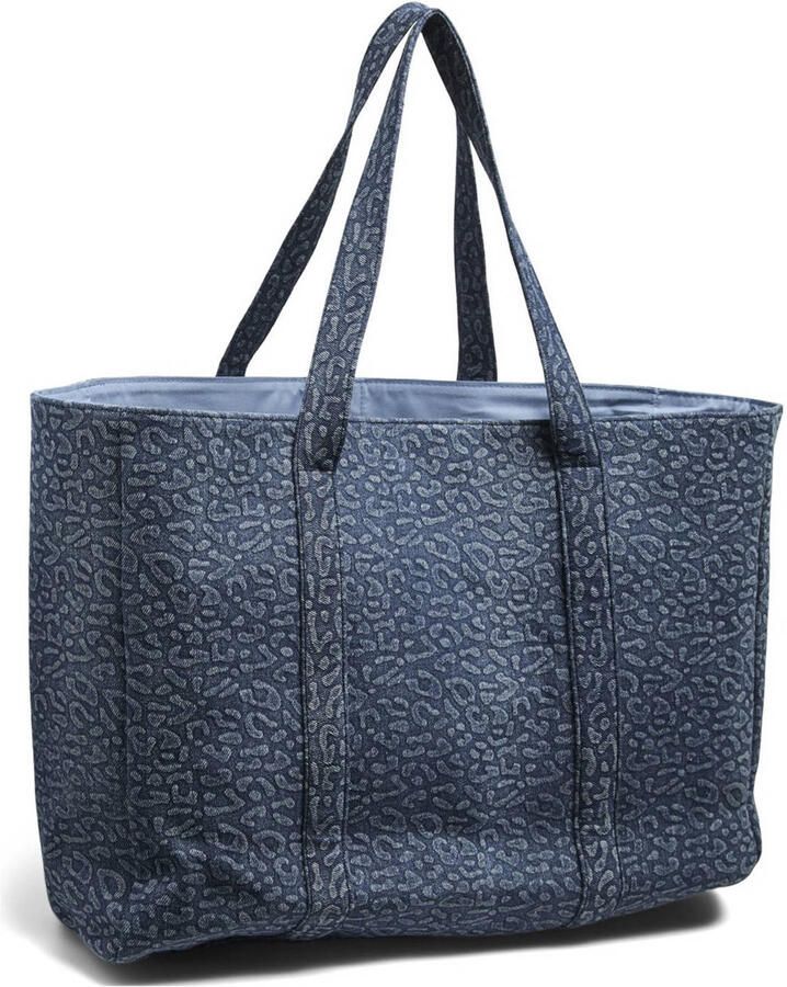 PIECES denim shopper PCTAILINA met panterprint blauw