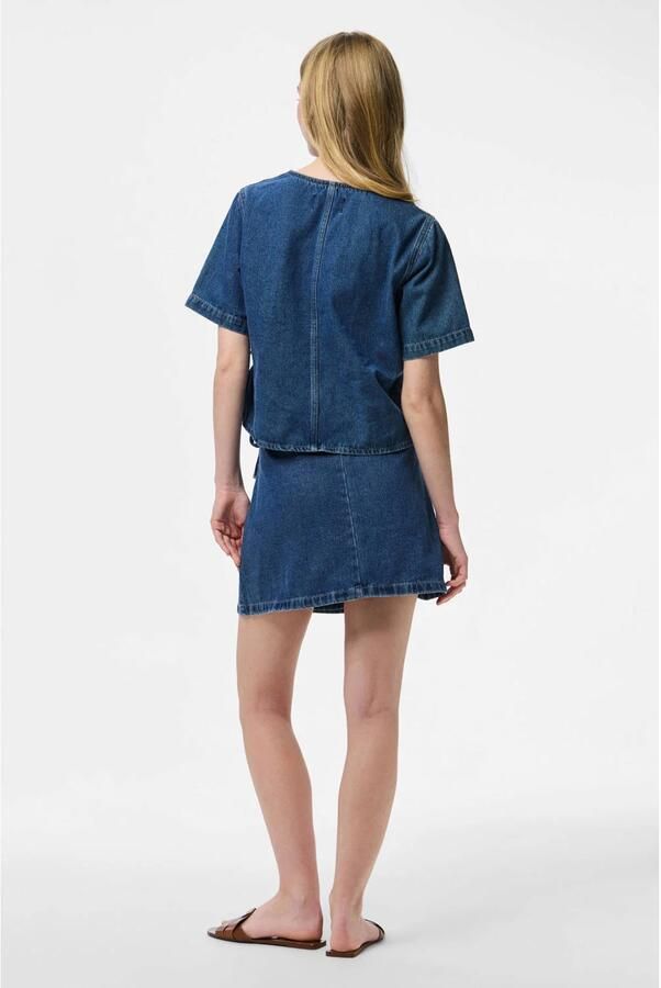 Pieces Licht uitlopende jeansrok in wikkellook model 'FIBBO'