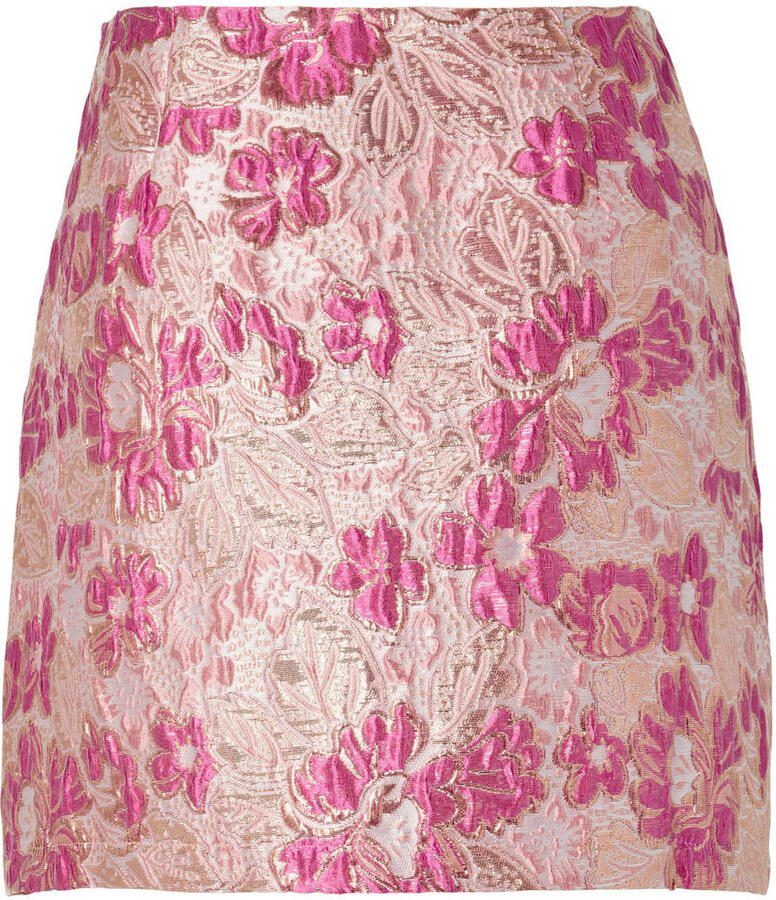 PIECES gebloemde korte rok roze - Foto 2