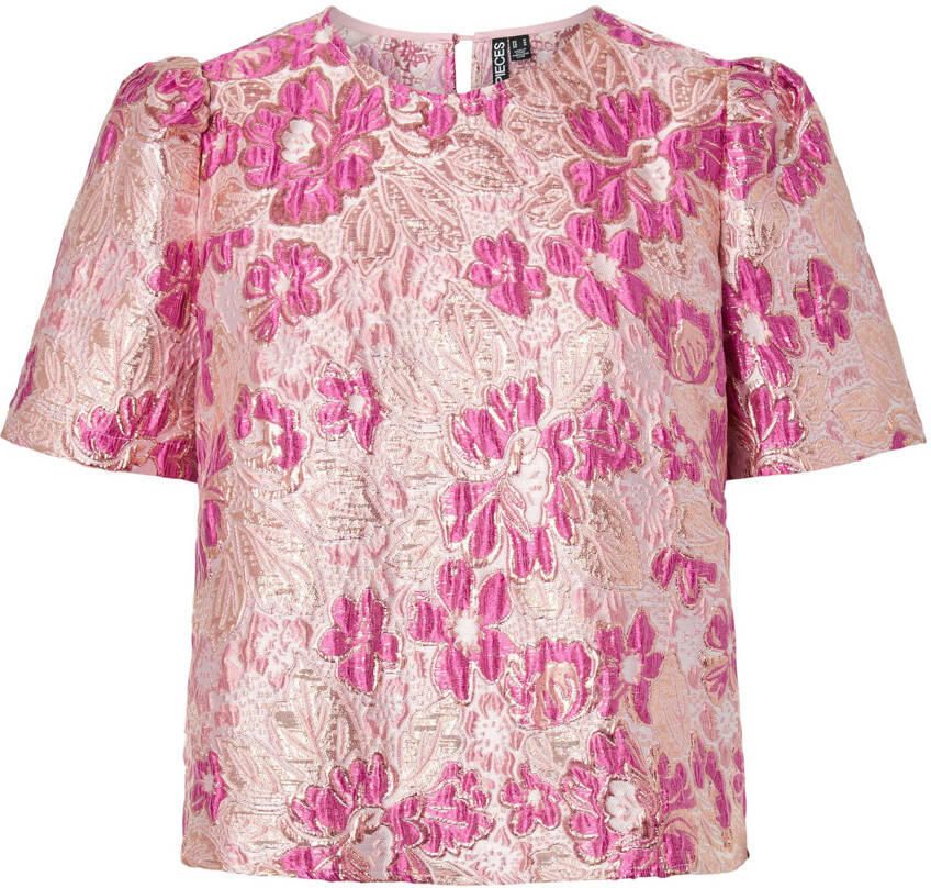 PIECES gebloemde top roze