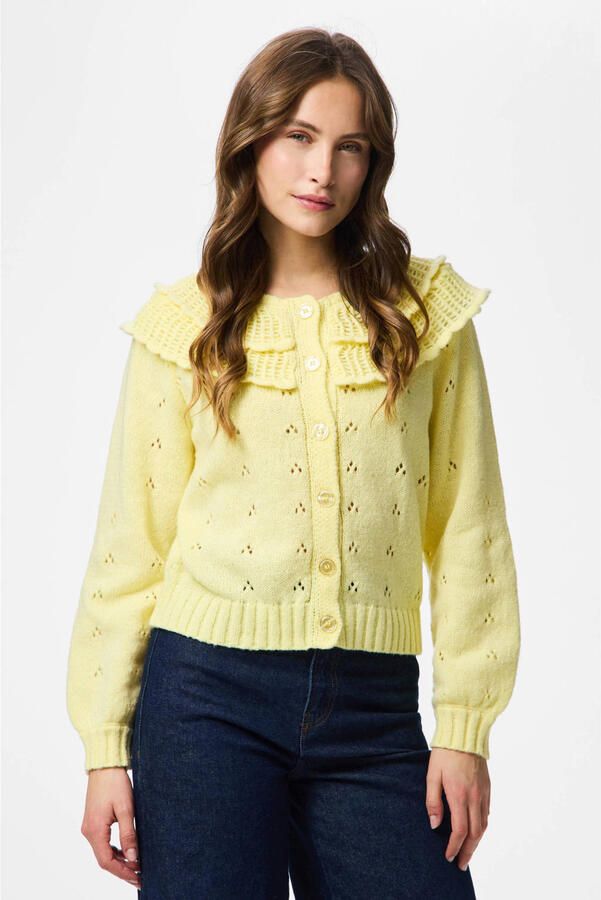 PIECES gebreid vest geel