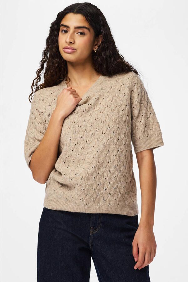 PIECES gebreide trui beige gehaakt