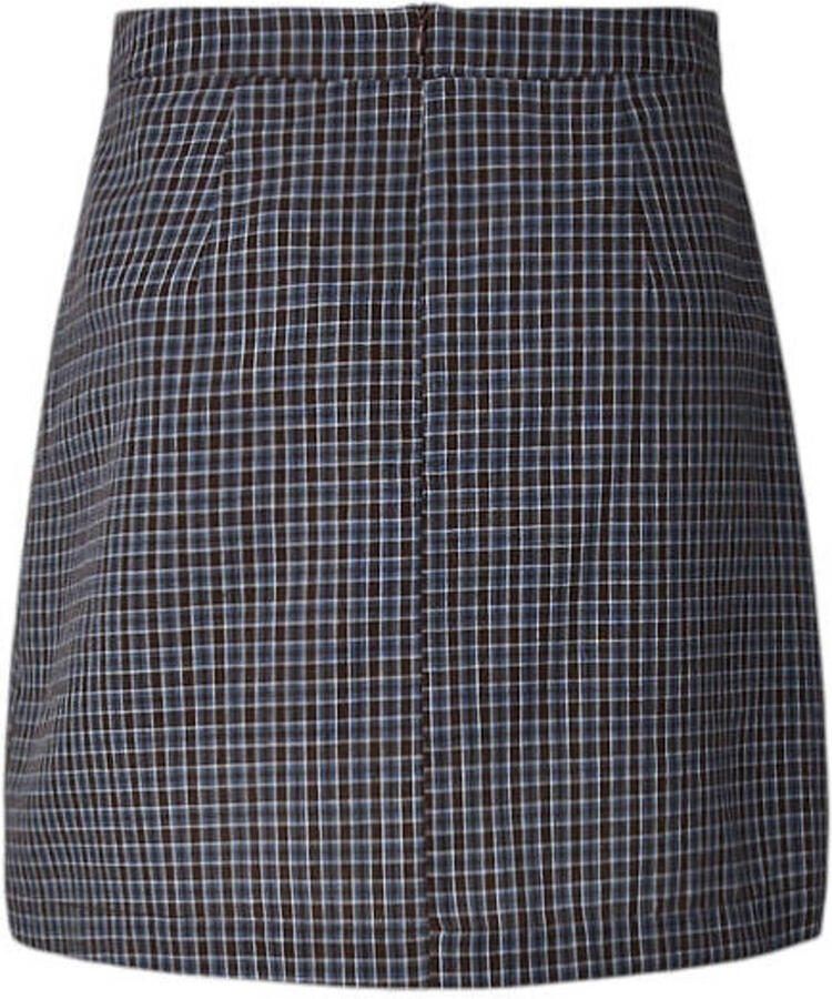 PIECES geruite korte rok donkerblauw