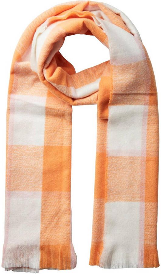 PIECES geruite sjaal PCJULA oranje wit
