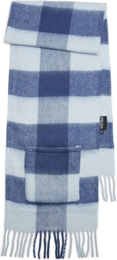 PIECES geruite sjaal PCREA blauw