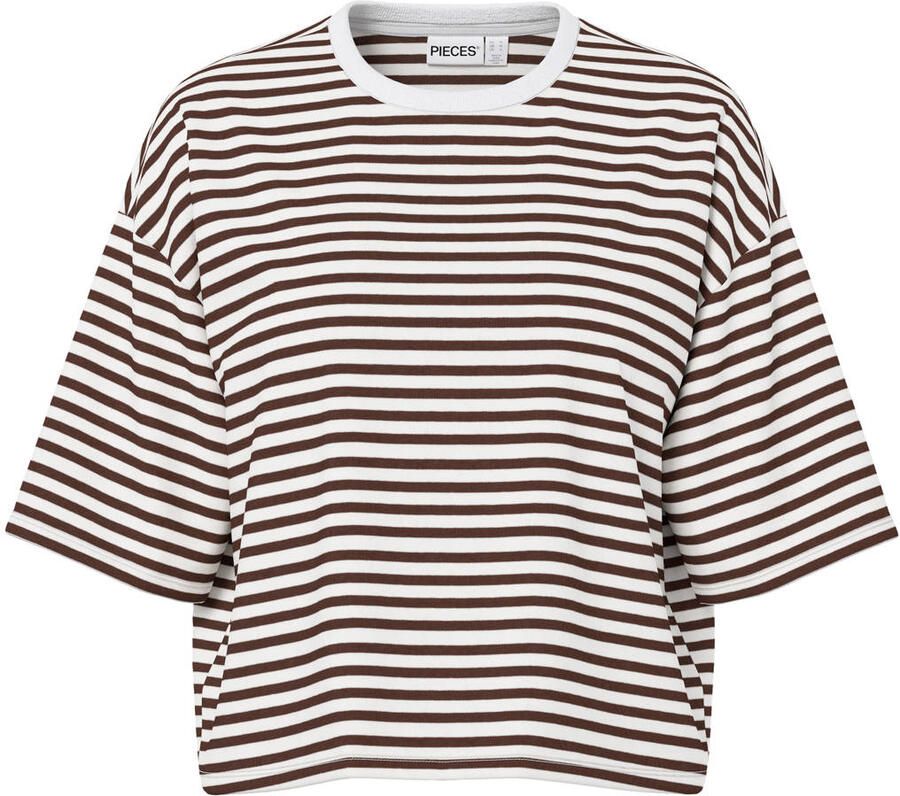 PIECES gestreept T-shirt ecru - Foto 2