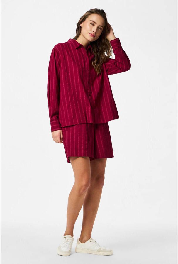 PIECES gestreepte blouse rood - Foto 3