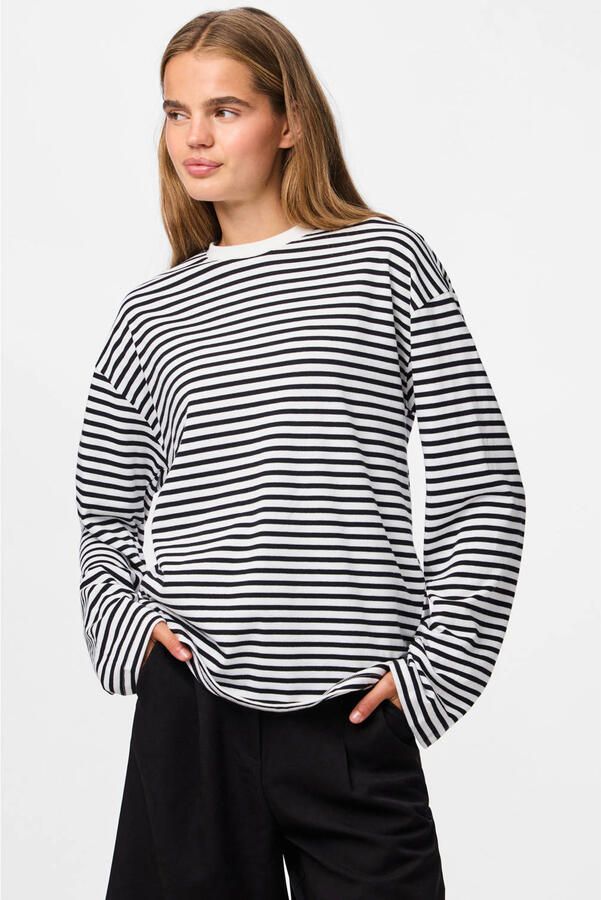Pieces regular fit longsleeveshirt van katoenmix model 'ADIE'