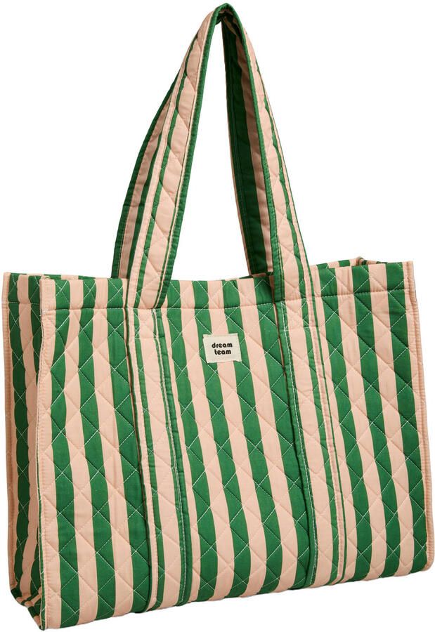 PIECES gestreepte shopper PCBIANCA groen oranje