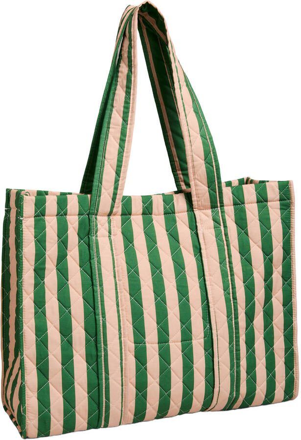 PIECES gestreepte shopper PCBIANCA groen oranje - Foto 2