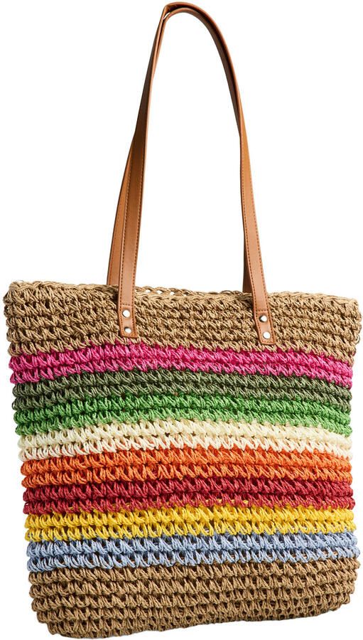 PIECES gestreepte shopper PCKIKI naturel multi