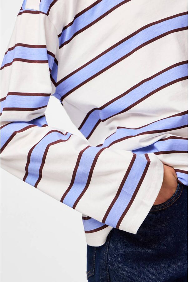 PIECES gestreepte top blauw - Foto 3
