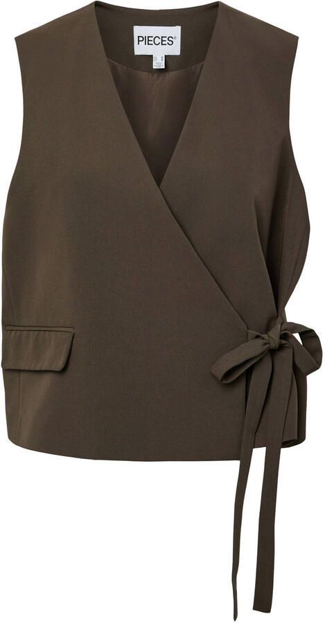 PIECES gilet donkerbruin