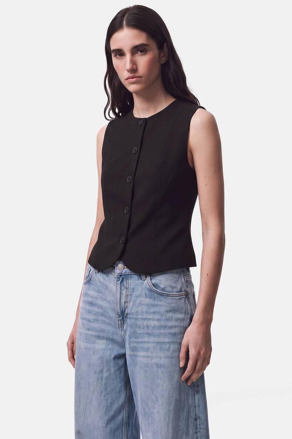 Pieces shaped fit bodywarmer met viscose model 'KAMIL'