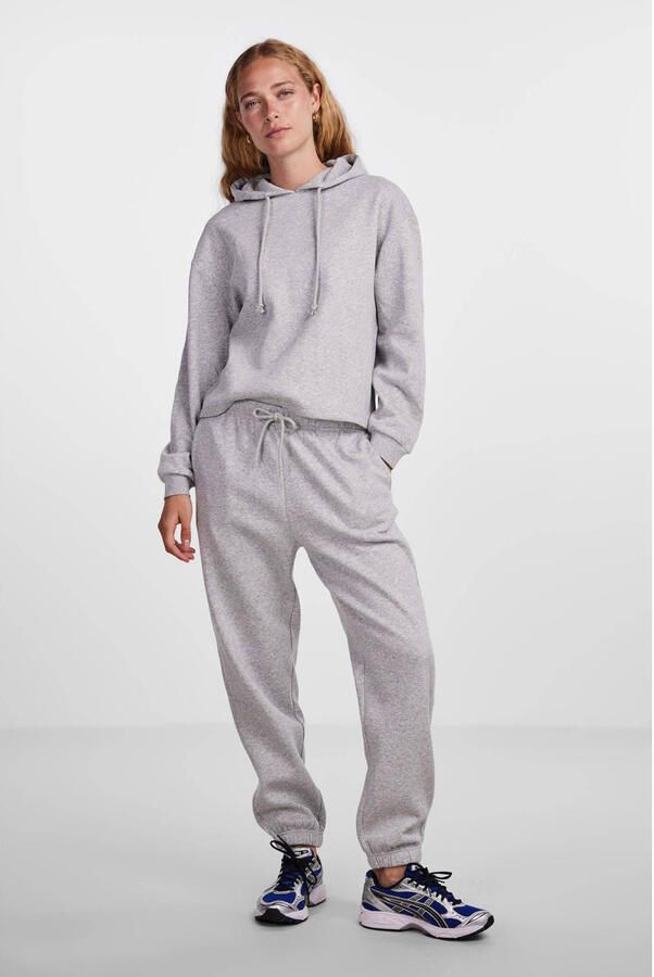 PIECES high waist regular fit sweatpants Chilli grijs melange