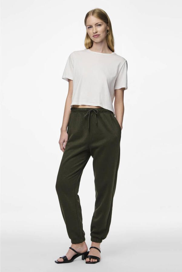 PIECES high waist regular fit sweatpants PCCHILLI donkergroen - Foto 3