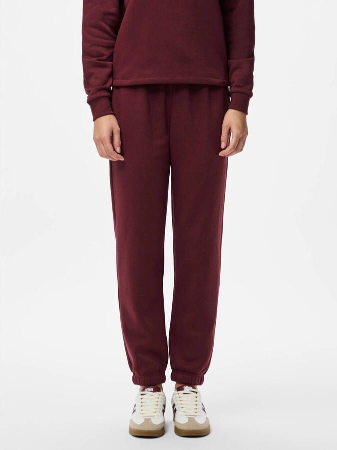 PIECES high waist regular fit sweatpants PCCHILLI donkerrood