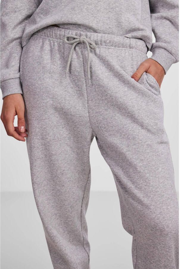 PIECES high waist regular fit sweatpants PCCHILLI grijs melange