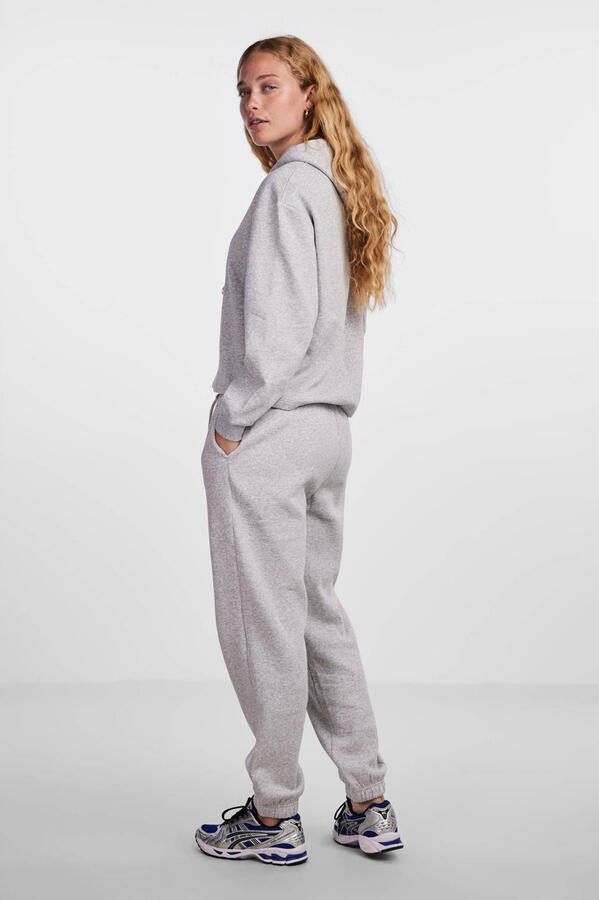 PIECES high waist regular fit sweatpants PCCHILLI grijs melange - Foto 3