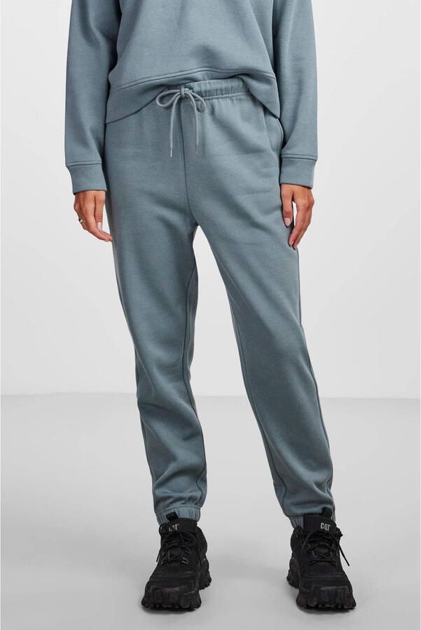 PIECES high waist regular fit sweatpants PCCHILLI grijsgroen