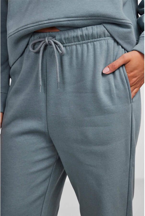 PIECES high waist regular fit sweatpants PCCHILLI grijsgroen