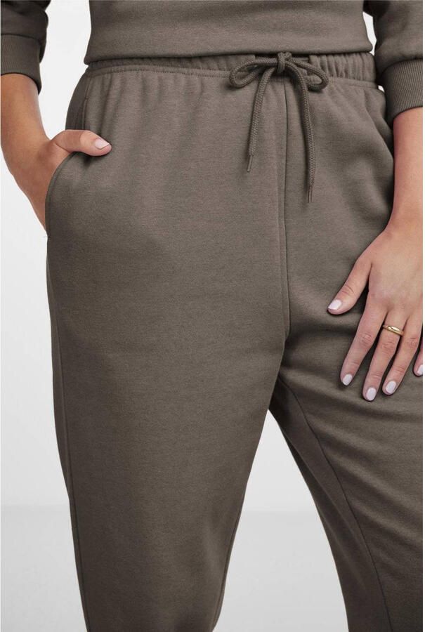 PIECES high waist regular fit sweatpants PCCHILLI groenbruin