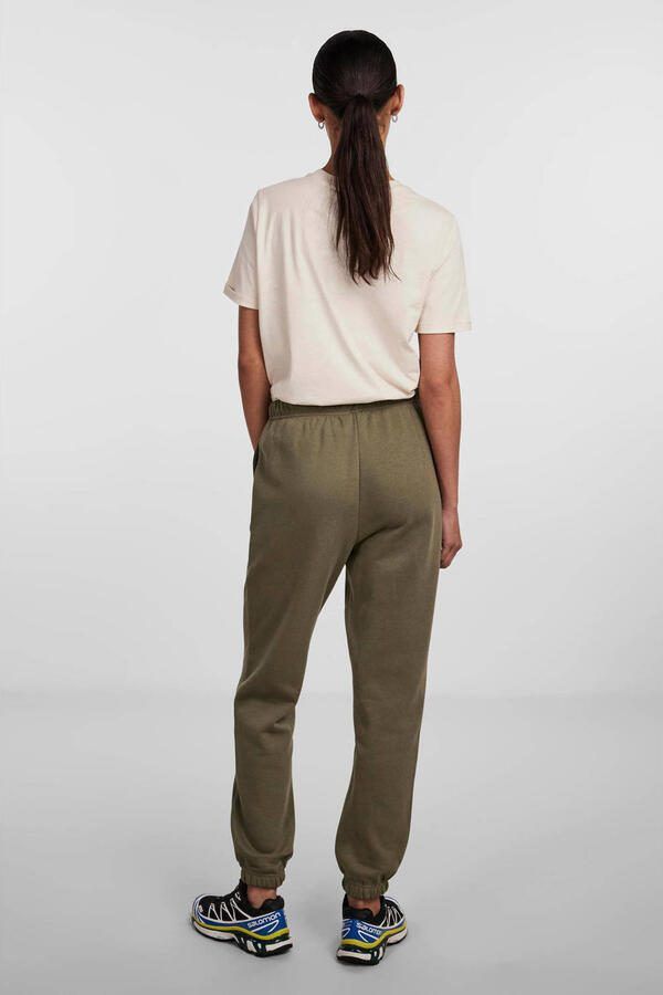 PIECES high waist regular fit sweatpants PCCHILLI olijfgroen - Foto 2