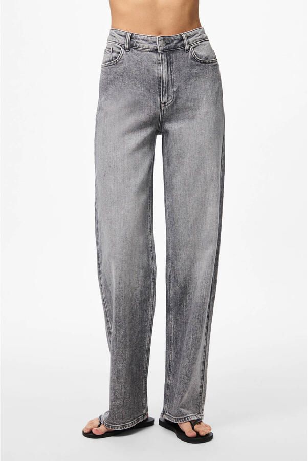 PIECES high waist wide leg jeans grijs