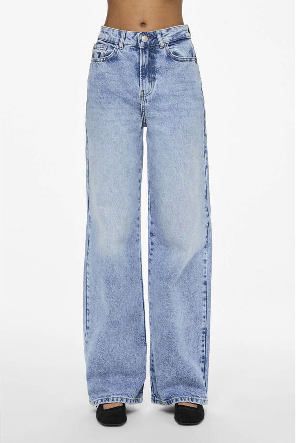 PIECES high waist wide leg jeans light blue denim - Foto 3