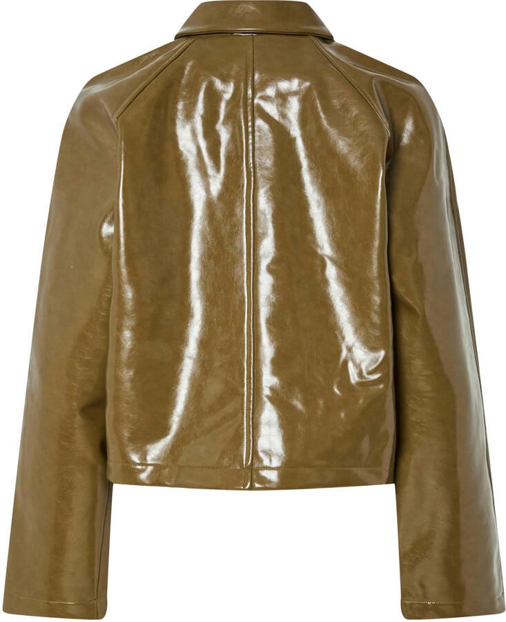 PIECES imitatieleren jas groen - Foto 2